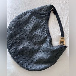 Beautiful, midnight blue ostrich hobo bag